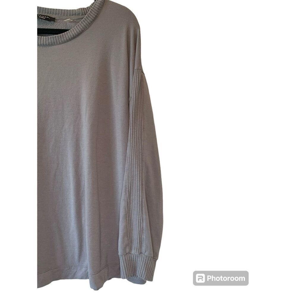 T Tahari Gray Ribbed Trim Sweatshirt 1X - Picture 3 of 5